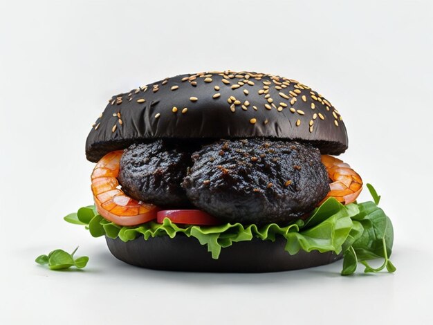 Hamburguesa negra con pescado