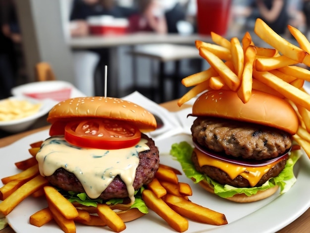 Hamburguesa con papas fritas ai generada