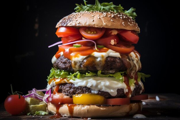 Hamburguesa a la parrilla, cerveza, el mejor sabor de la comida, agua para la boca, Medley 505jpg