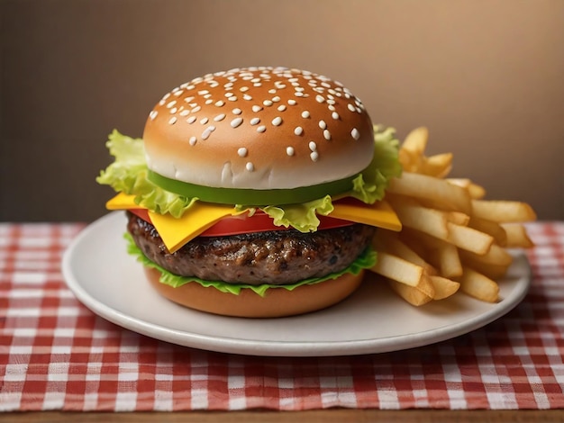 Hamburguesa y patatas fritas