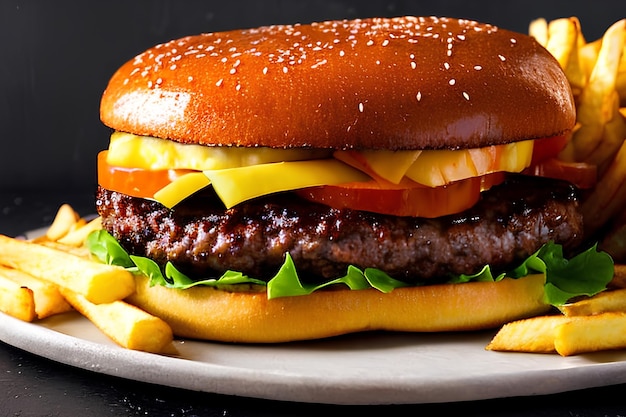 Hamburguesa con patatas fritas