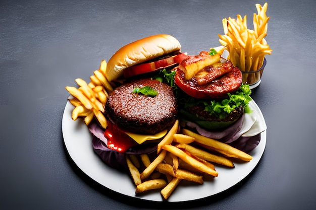 Hamburguesa con patatas fritas