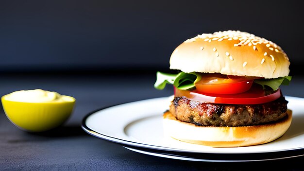 Hamburguesa en un plato