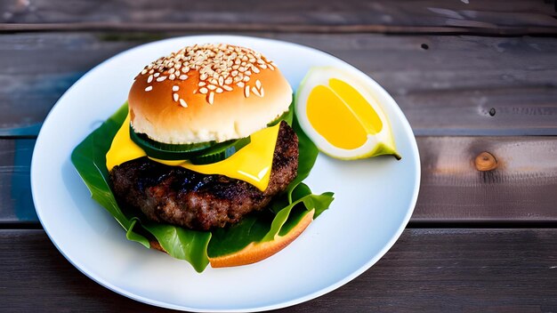 Hamburguesa en un plato