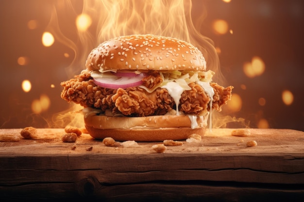 Hamburguesa de pollo caliente