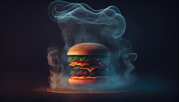 Una hamburguesa de la que sale humo