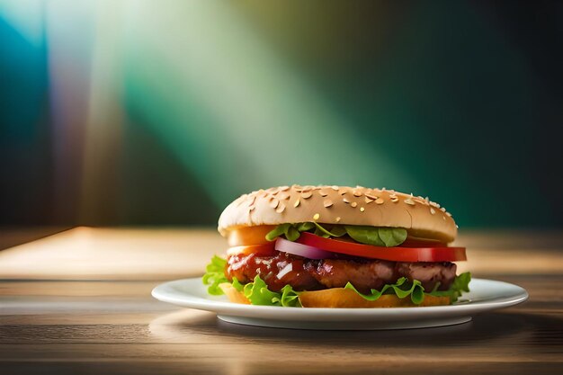 Hamburguesa de queso doble en tabla de madera bandera larga y ancha