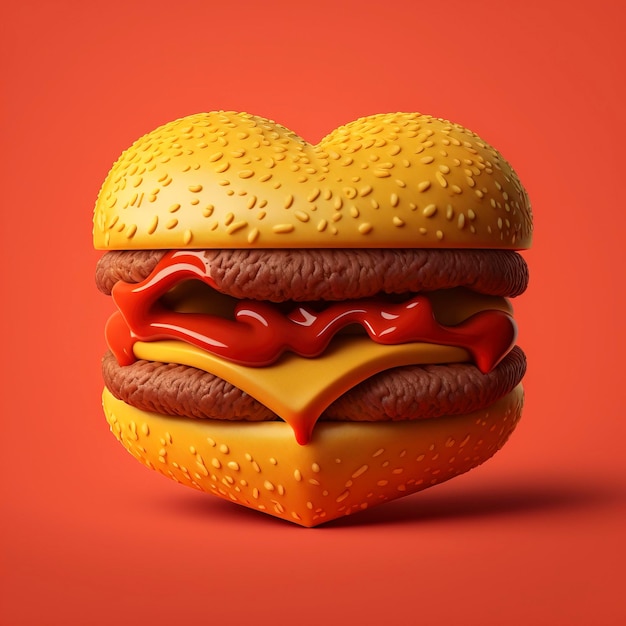 Hamburguesa con queso en forma de corazón