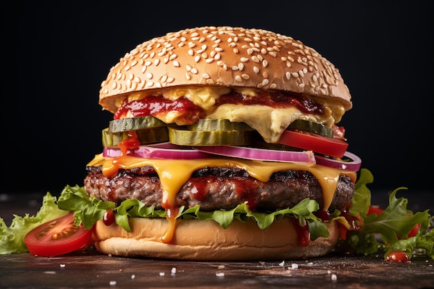 Foto hamburguesa con queso o hamburguesa sobre un fondo blanco