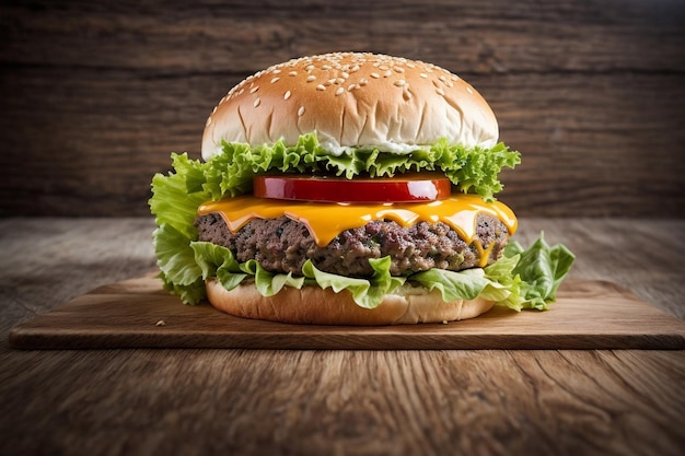 Hamburguesa de queso sabrosa con lechuga