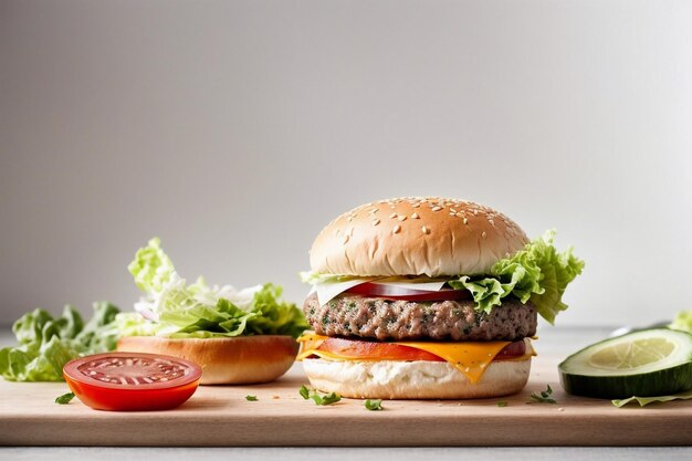 Hamburguesa de queso sabrosa con lechuga