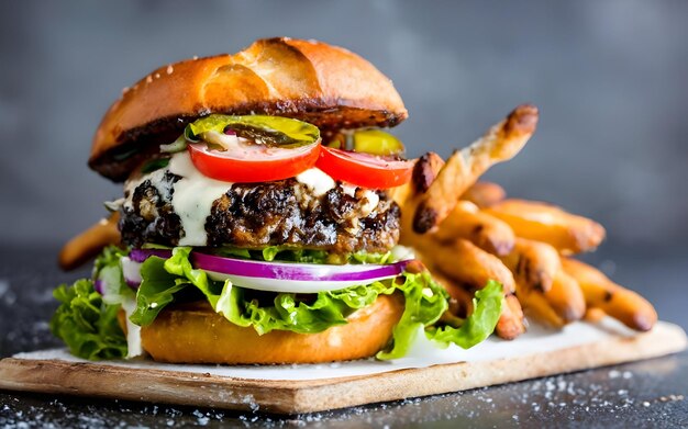 Hamburguesa con queso y verduras imagen generada por ai