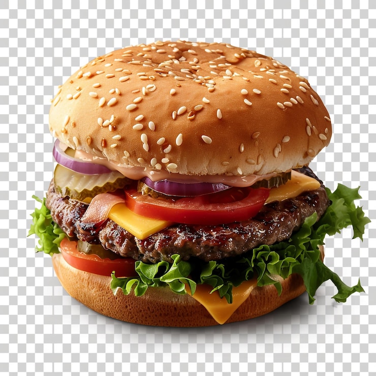 una hamburguesa con una rebanada de cebolla en ella