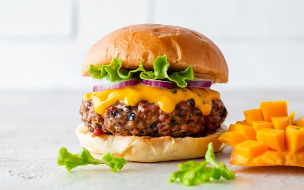 Hamburguesa con salsa de mango