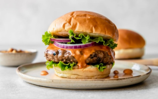 Hamburguesa con salsa de maní tailandesa