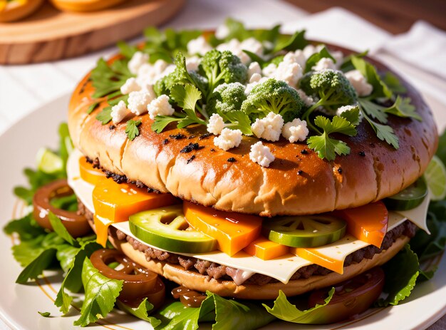 hamburguesa en el sándwich de mesa