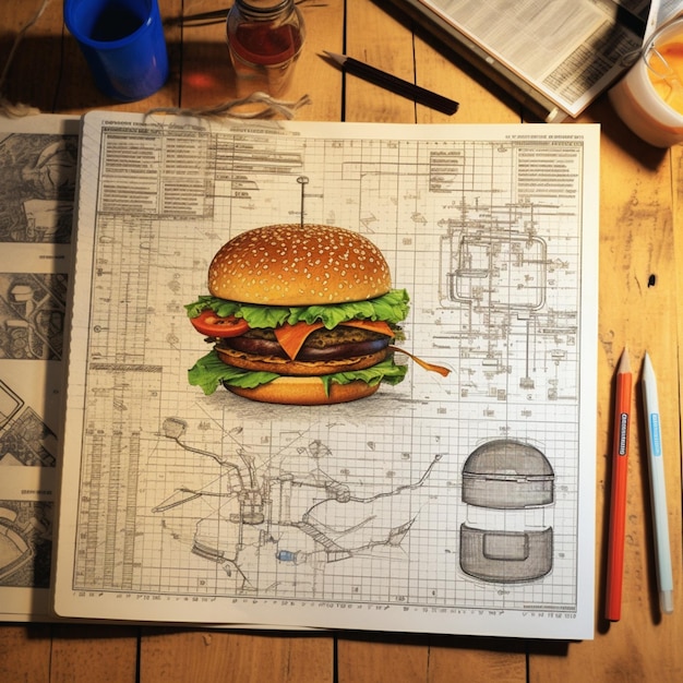 una hamburguesa sktechbook instrucciones