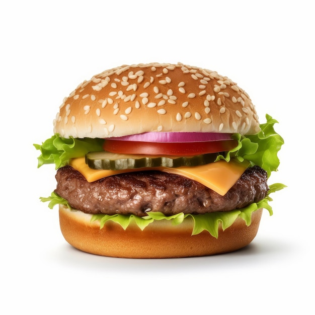 Hamburguesa de ternera aislada Ilustración AI GenerativexA