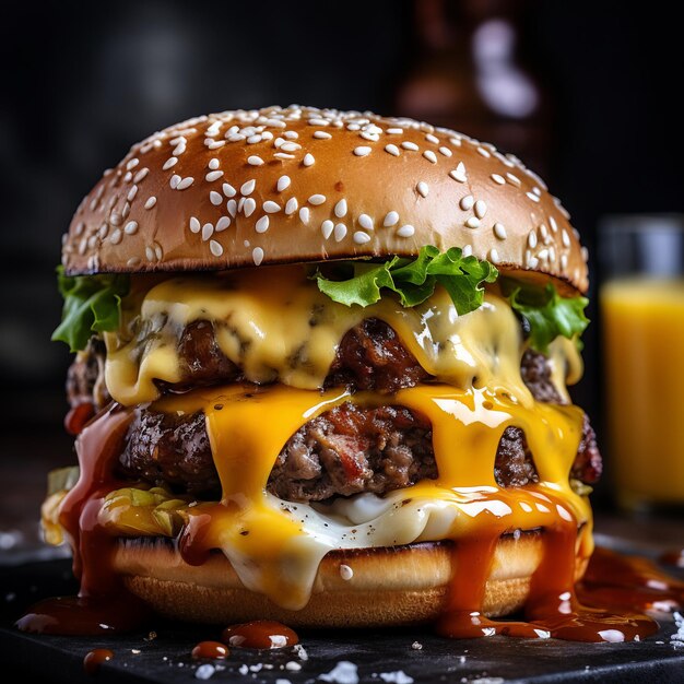 Hamburguesa de ternera con queso derretido