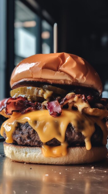 Una hamburguesa con tocino encima