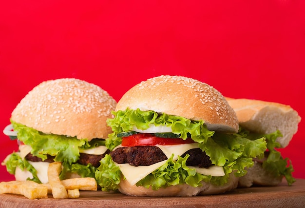 Hamburguesa tradicional y patatas fritas