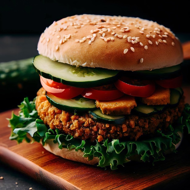 Hamburguesa vegana con verduras frescas