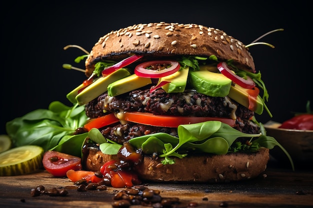 Hamburguesa vegetariana de frijoles negros receta vegana