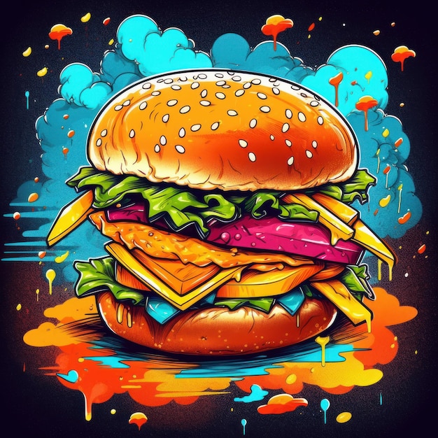 Hamburguesas en un estilo de arte