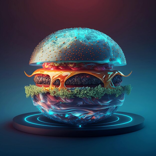 Foto un hamburguesero futurista de arte digital