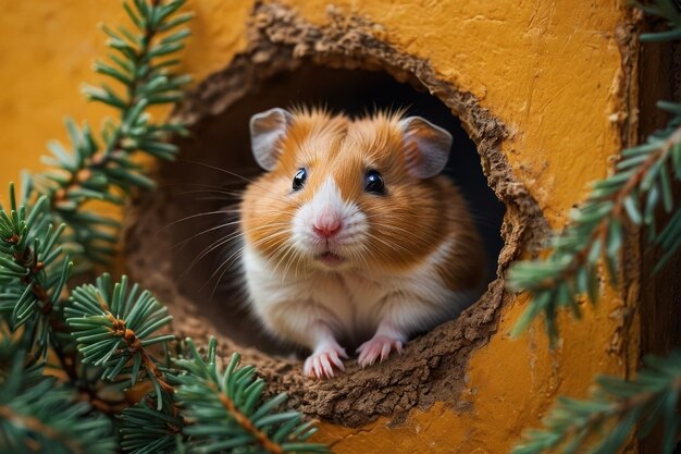 Hamster acogedor en el escondite de vacaciones