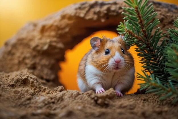 Foto hamster aconchegante no esconderijo de férias