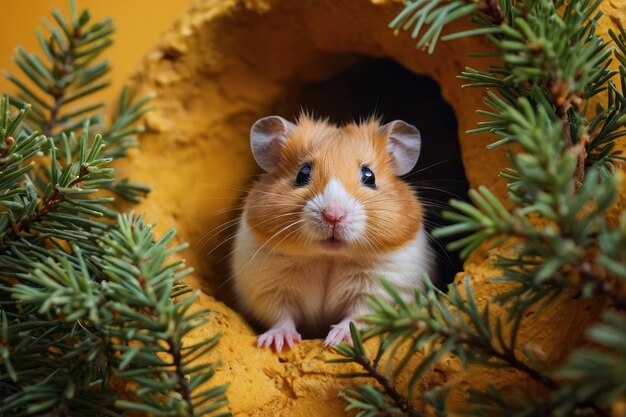 Foto hamster aconchegante no esconderijo de férias