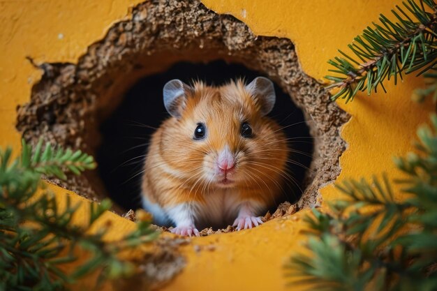 Foto hamster aconchegante no esconderijo de férias