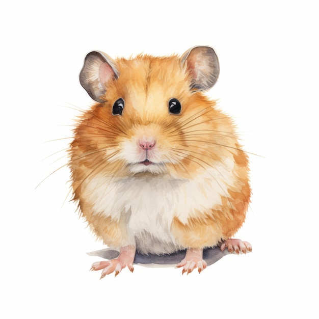Hamster aquarela em negrito contra fundo branco liso gerado por IA