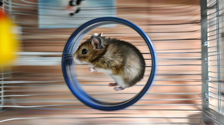 Hamster corriendo en una rueda
