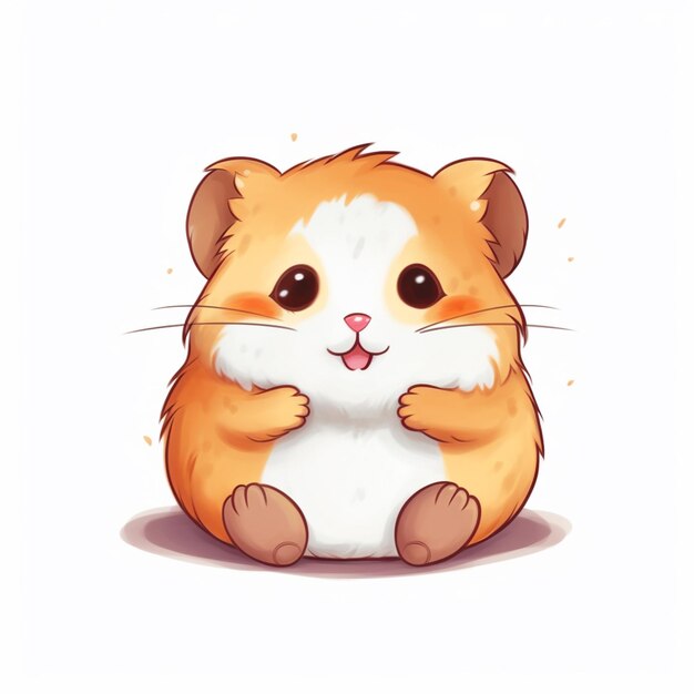 Foto hamster de desenho animado sentado em suas patas traseiras com as patas cruzadas