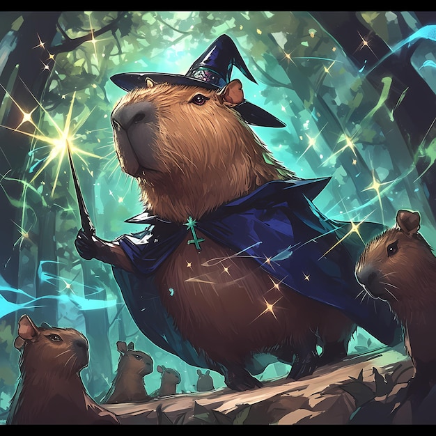 Hamster de fantasia como um feiticeiro