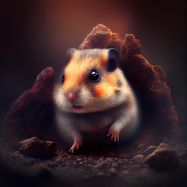 Hamster em um buraco na renderização 3D do chão