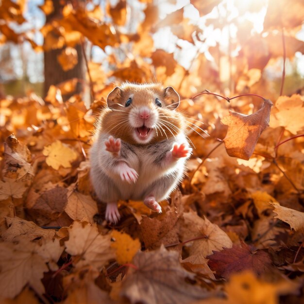 Foto un hámster feliz y lindo.