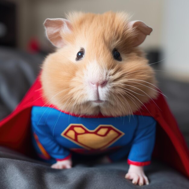 Hamster in einem Superhelden-Kostüm