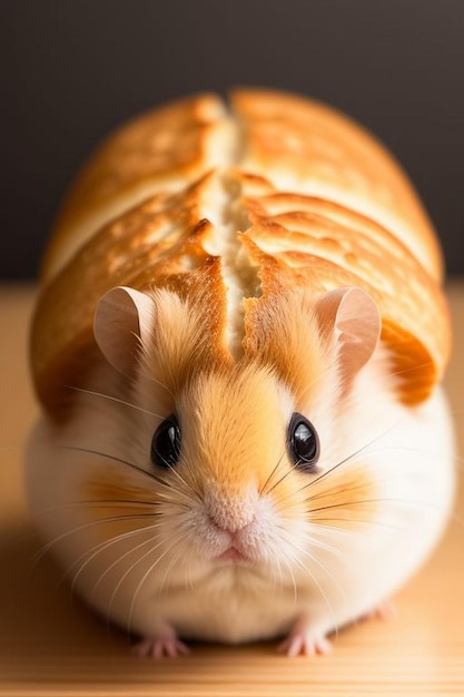 Foto hamster jungar em uma pequena torrada de pão