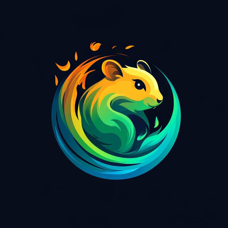 Foto hamster lindo en forma de arco iris ilustración vectorial