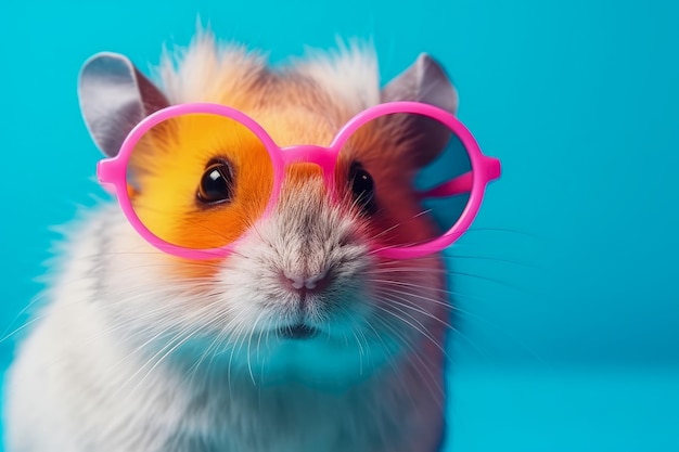 Hamster lindo con gafas de sol animal en vacaciones de verano ilustración de animal ai generativo