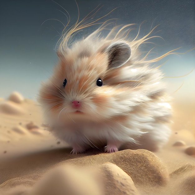 Hamster na ilustração 3D da areia Estilo vintage