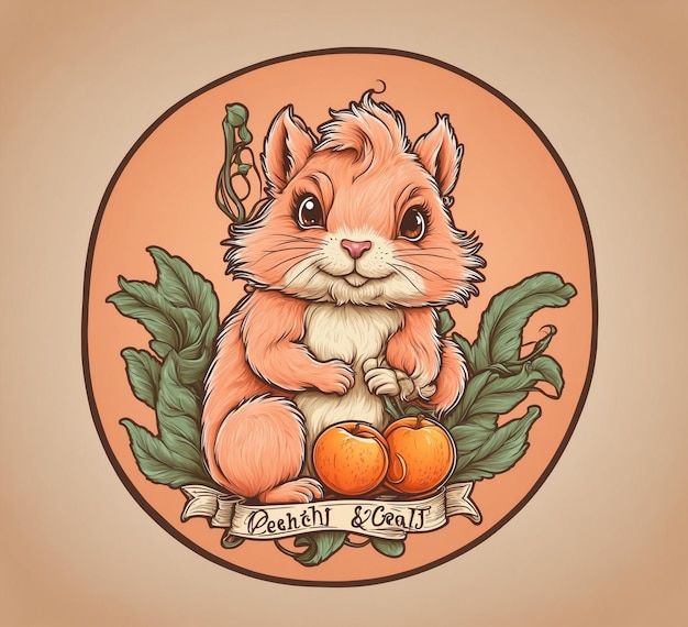 Hamster pequeno e bonito com maçãs Ilustração vetorial em estilo retro