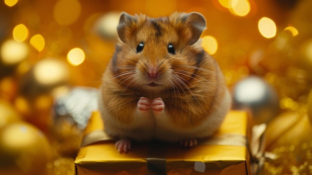 Hamster sitzt auf einer Kiste