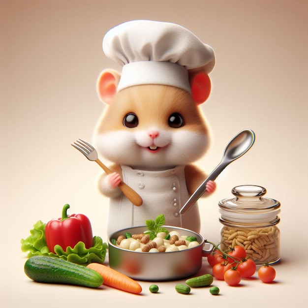 Hamster en un sombrero ilustración imagen infantil cocinero cocinero infantil