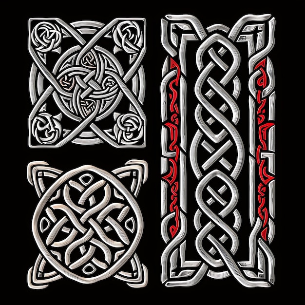 Foto hand carved wood with scottish celtic borderlines design ado tribal primitive ancient decorations