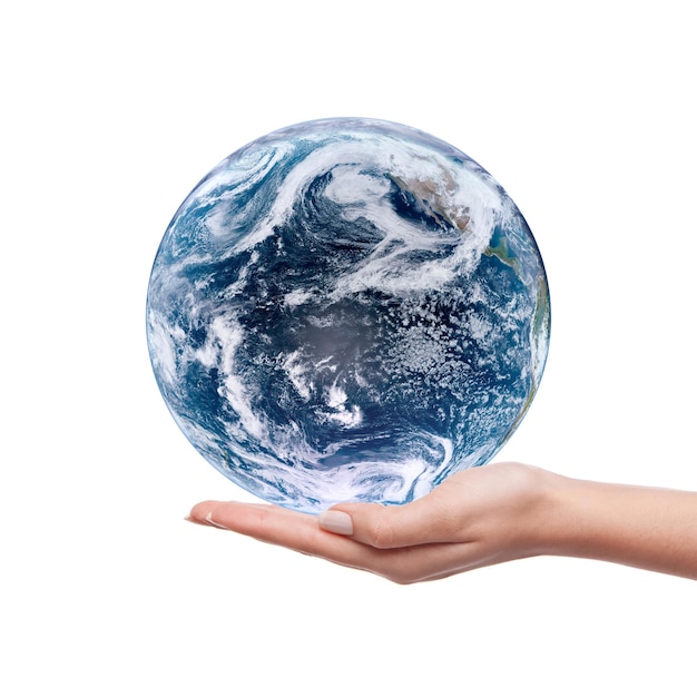 Hand, die die Erde hält, rette die Welt, Tag der Erde Konzept. Elemente dieses Bildes, bereitgestellt von der NASA.