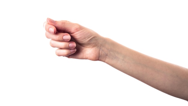 Hand, die einen Gegenstand über dem Kopf hält